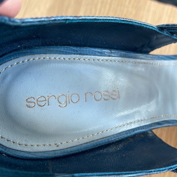 Like New Sergio Rossi Limited Edition Blue Lizard Caged Pumps With Studs Size 38 - Picture 7 of 15